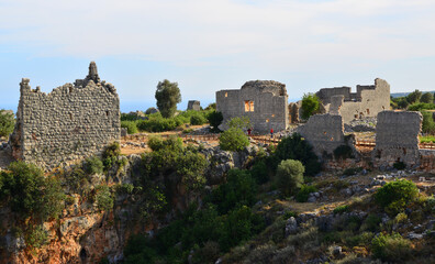 Fototapeta na wymiar Kanlidivane Ancient City, located in Mersin, Turkey, was built in ancient times.