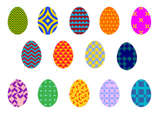 Easter eggs in different colors and with different textures