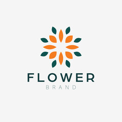 Abstract flower and leaves logo design. Cosmetics oe fashion logotype. Luxury and modern logo.