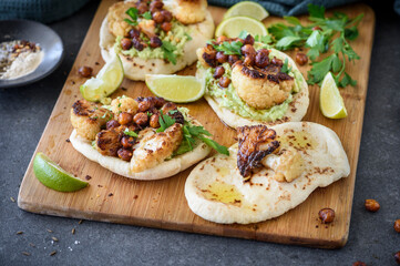 Cauliflower Flatbreads and BBQ Chickpea