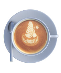 Hot coffee cappuccino in ceramic cup isolated on white background, clipping path included