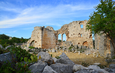 Fototapeta na wymiar Kanlidivane Ancient City, located in Mersin, Turkey, was built in ancient times.