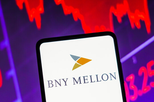March 15, 2023, Brazil. In this photo illustration the Bank of New York Mellon (BNY Mellon) logo seen displayed on a smartphone screen.