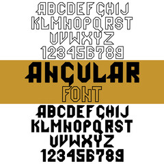 Sanserif font in the sport style. Set of letters.