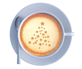 Hot coffee cappuccino in ceramic cup isolated on white background, clipping path included