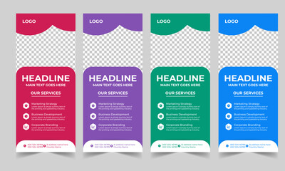 Business Roll Up Banner corporate Roll up background for Presentation, Vertical roll up, x-stand, exhibition display, Retractable banner