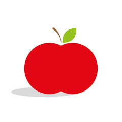 Red apple with green leaves. Organic food. Vector illustration.