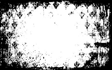 Obraz premium Grunge border texture background. Abstract frame overlay. PNG graphic illustration with transparent background.
