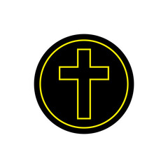 Vintage golden cross icon. Vector illustration.