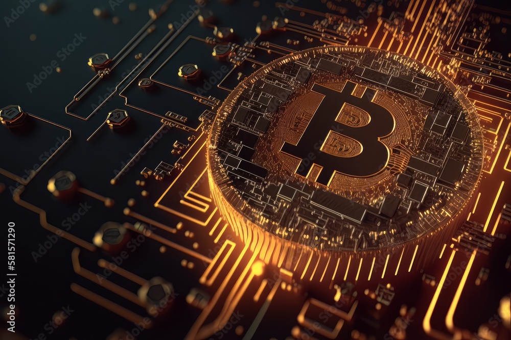Aufkleber bitcoin blockchain crypto currency digital money exchange. generative ai