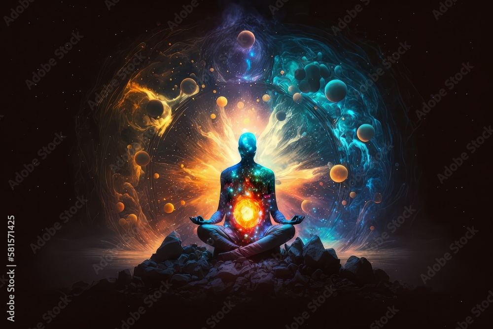 Wall mural universe, cosmos. meditation background, chakras, prana, the mind of god and spirituality. generativ