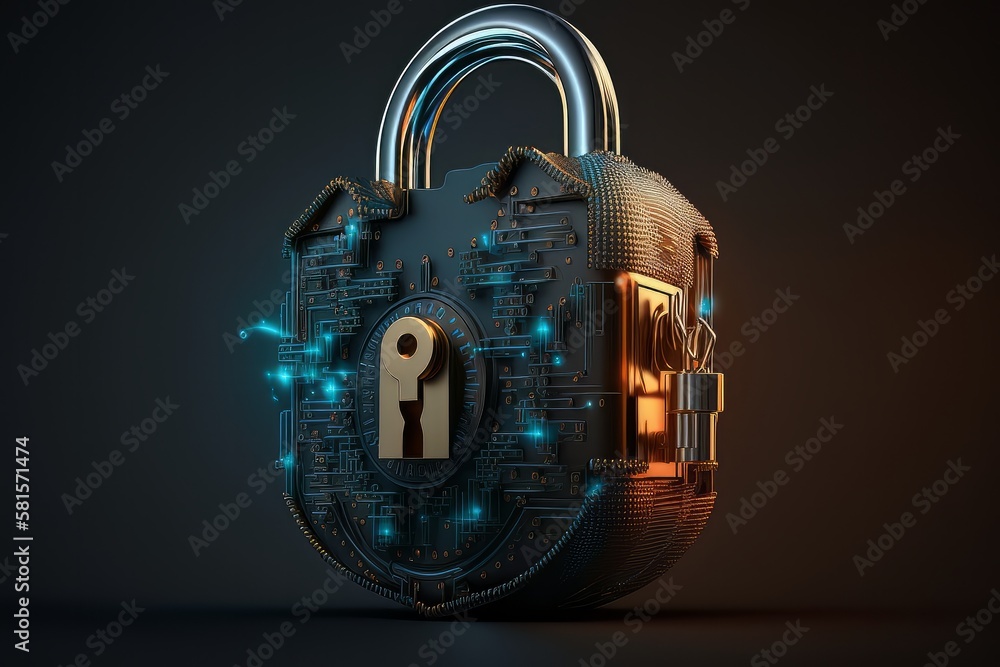 Poster abstract lock and key, security and safety concept, ai generated