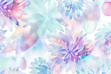 Fototapeta na wymiar Watercolor Illustration of a Modern Pastel Abstract Flower Pattern As Wallpaper Background. Generative AI