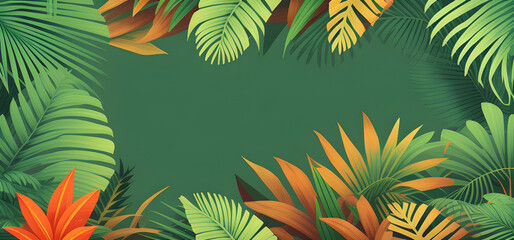 Fototapeta na wymiar Wallpaper with tropical plants. Vector. created with the help of artificial intelligence