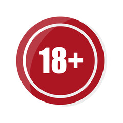 18 plus sign for concept design. Sign forbidden. Vector illustration.