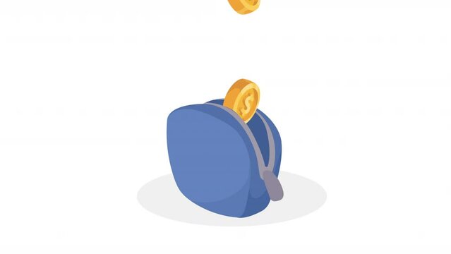 coins money in purse animation