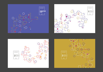 Lines and dots connect vector design. Network shapes design. Abstract pattern of dots, lines, rounded squares, circles and other simple geometric objects. Scheme shapes tech concept style