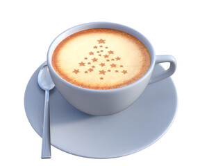 Hot coffee cappuccino in ceramic cup isolated on white background, clipping path included