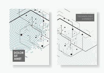 Vector brochure templates with hexagons and lines and dots on white background. Geometric science and futuristic connection illustration. Technology science and medical concept