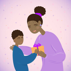 Son presenting a gift to his mother