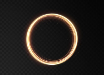 Light golden Twirl png. Curve light effect of golden line. Luminous golden circle. Element for your design, advertising, postcards, invitations, screensavers, websites, games.	
