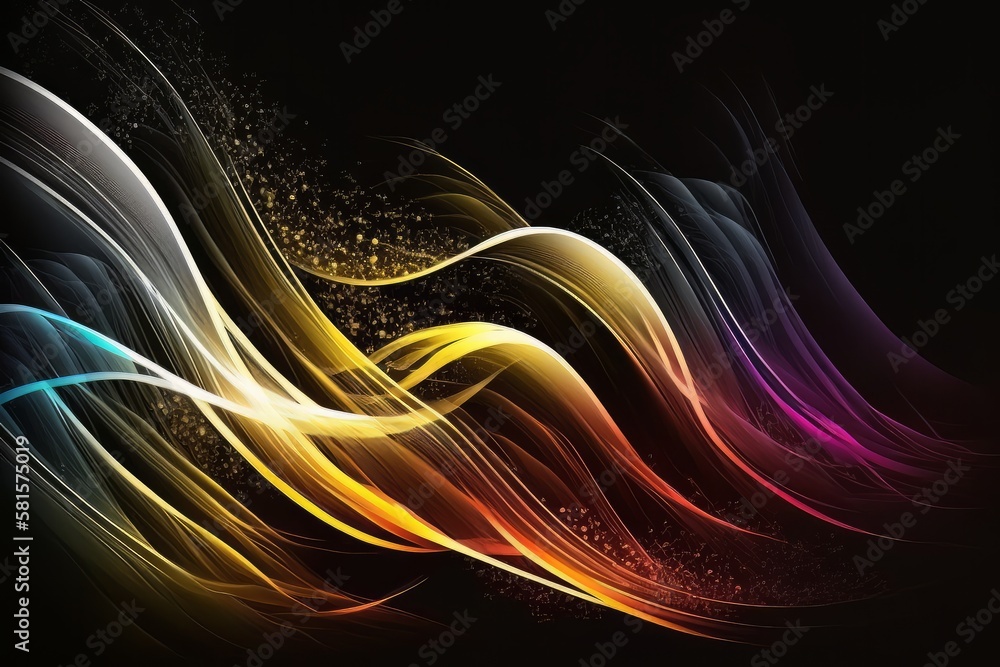 Poster Blurred color wave background. Generative AI