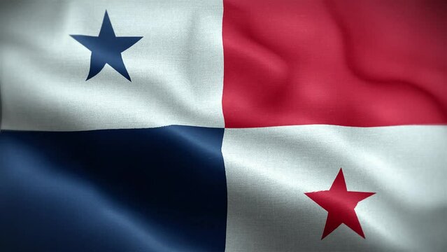 4K Textured Flag of Panama Animation Stock Video - Panamanian Flag Waving in Loop - Highly Detailed Panama Flag Stock Video