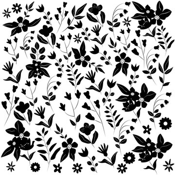 Fondo floral en tonos blancos y negros. 2