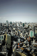 Panoramic view of Tokyo in a cloudy sky 　High-rise buildings in Shibuya and Shinjuku