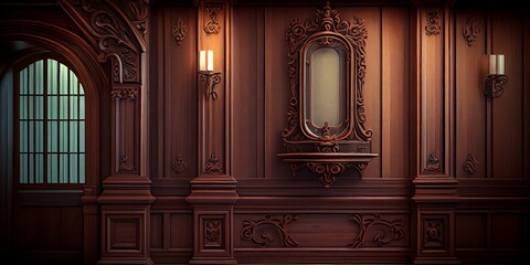 Victorian Wood Trim Wall. Generative AI