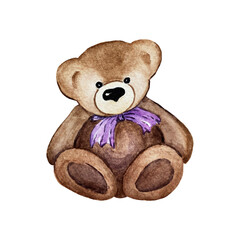 cute bear with lilac bow