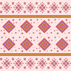 Pink and violet flower in geometric seamless pattern in vector illustration design for tile, scarf, carpet, wrapping paper, fabric and more