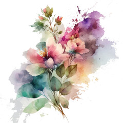 Cute Watercolor Natural Flower Illustration Generative AI