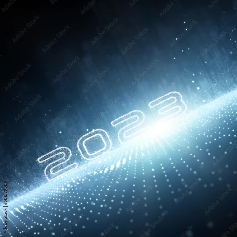 Poster digital technology year 2023, square resolution animation background