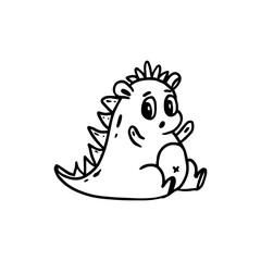 Cute cartoon monster on white background.Icon monster.Alien.Coloring.Doodle.