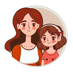 Mother and Daughter Cartoon Illustration AI  Generative.
