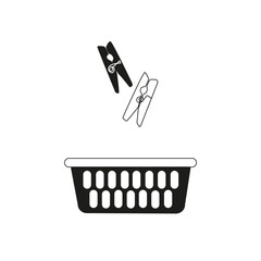 Laundry bowl, clothespin, icon. Laundry, clothes tub, clothespin icon. Simple bathroom icons for ui and ux, website or mobile applications.