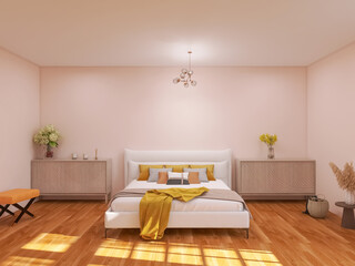 Fototapeta na wymiar Bedroom interior design 3d render, 3d illustration