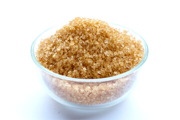 Brown sugar on white background