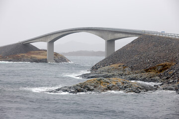 Norway Atlantic Ocean Road or the Atlantic Road (Atlanterhavsveien) in Norway, Europe. The road has...