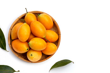 Marian plum fruit isolated on white.