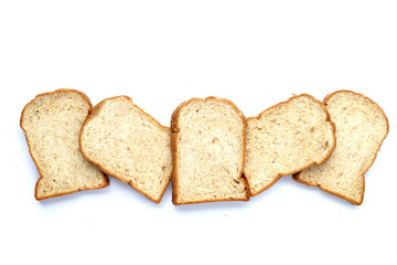 Bread slices on white background.