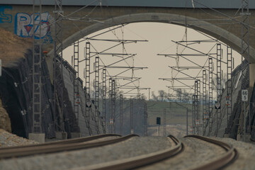 Road bridge over new railway track between Sobeslav and Tabor