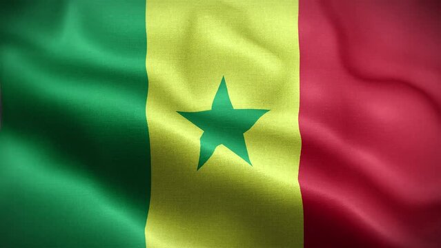 4K Textured Flag of Senegal Animation Stock Video - Senegalese Flag Waving in Loop - Highly Detailed Senegal Flag Stock Video