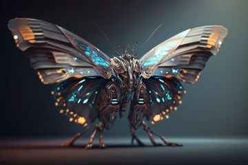 Foto op Plexiglas futuristic robotic butterfly insect Generative AI © Poter