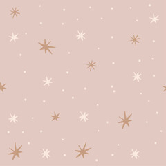 Seamless cute boho neutral baby star pattern