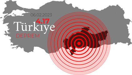 Turkey, earthquake February 6, 2023. Vector Illustration of the Map of Turkey on White Background. EPS 10