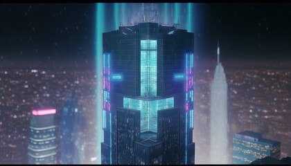Ai artwork of a futuristic designed city in the night. Generative ai.