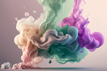 Ai artwork of a colorful smoke background. Pastel color pallette. Generative ai.