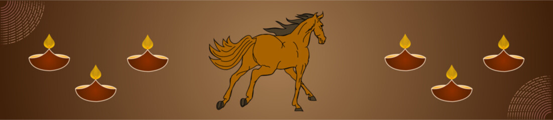 christmas decoration on red background horse